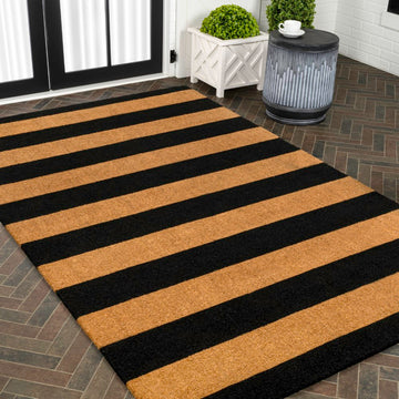 Sutton Modern Coastal Striped Coir Area Rug